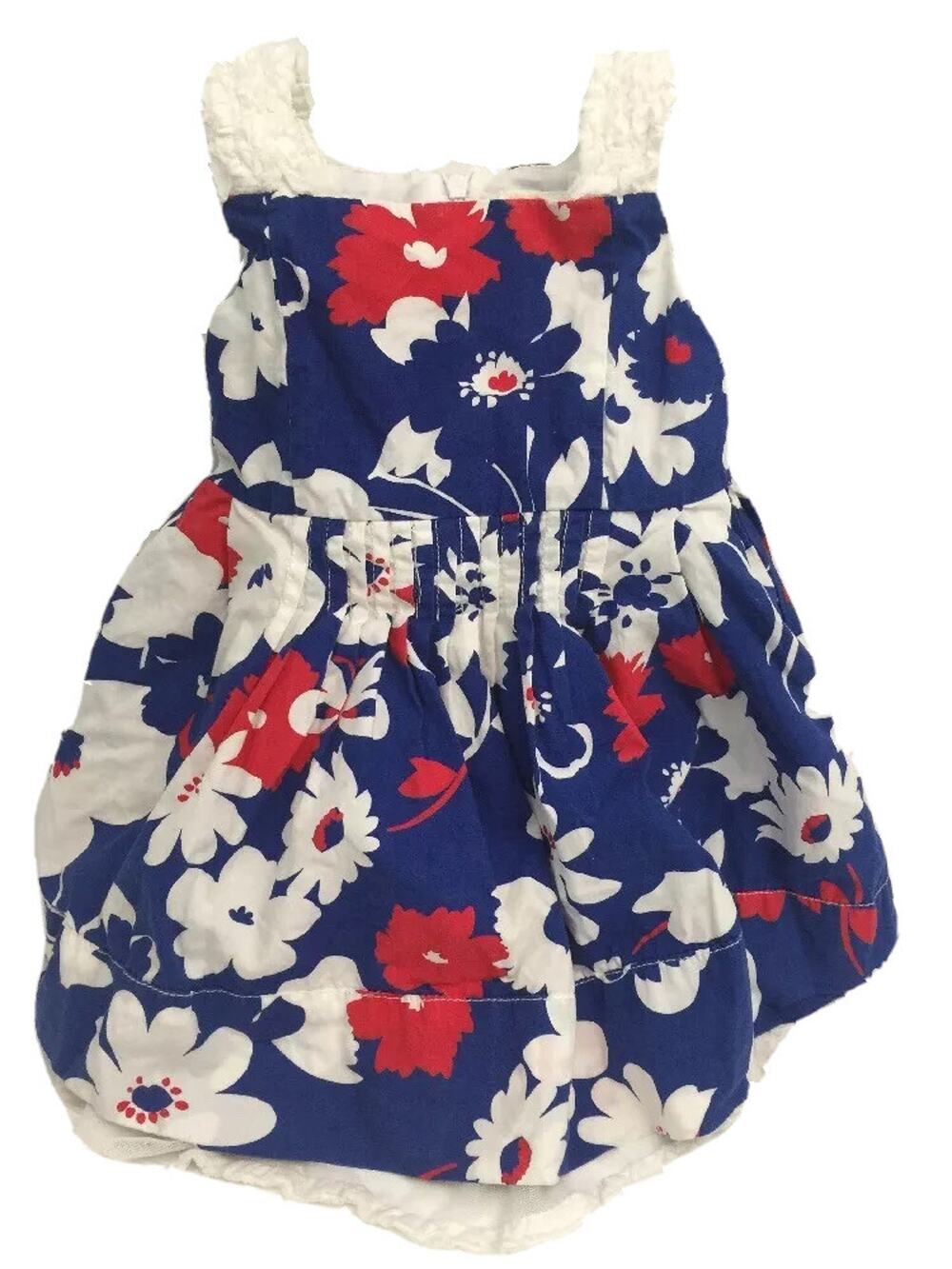 The Children's Place Girls 24 Months Dress Ruffles Red White Blue Sleeveless
